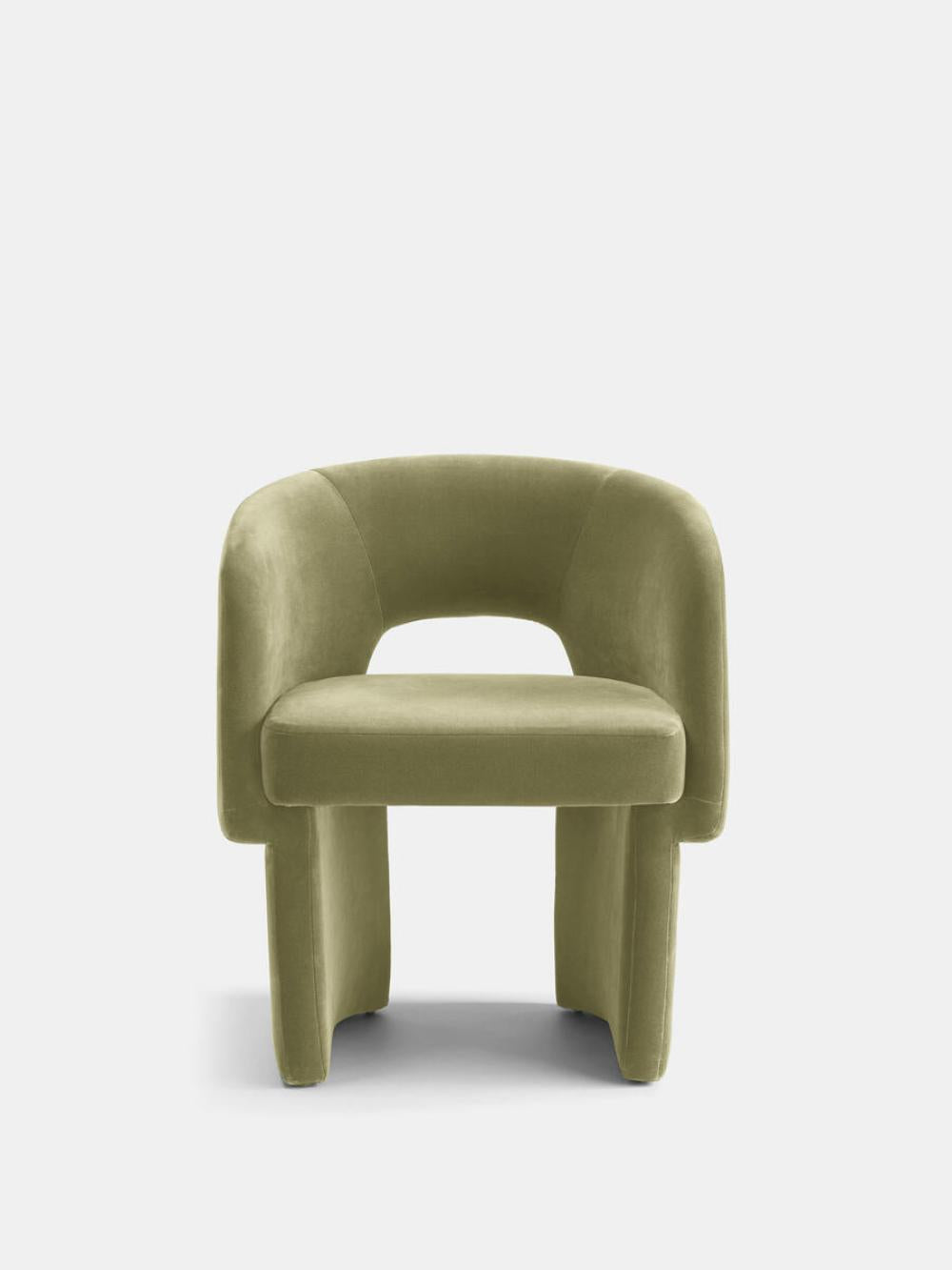 Curved Cut Out Back Upholstered Tub Dining Chair Lichen Green Velvet