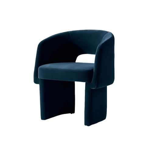 Curved Cut Out Back Upholstered Tub Dining Chair Royal Blue Velvet