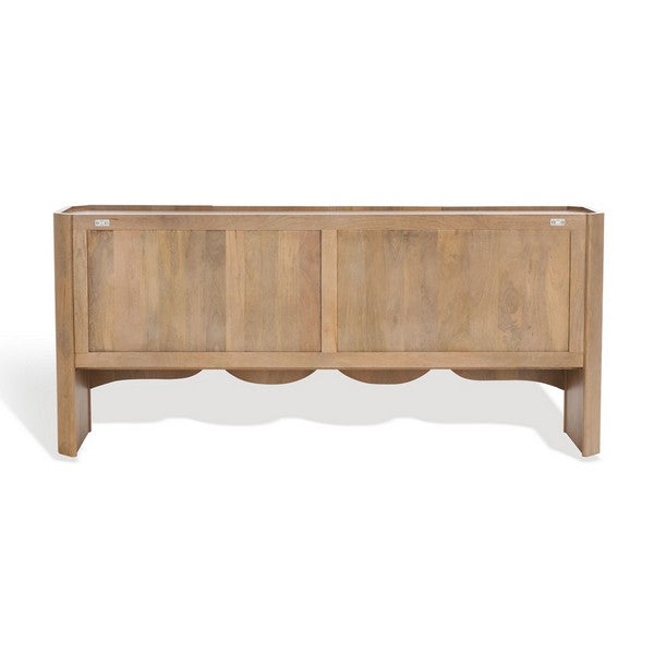 Curved Four Door Buffet Sideboard Cabinet Mango Wood Natural 71 inch