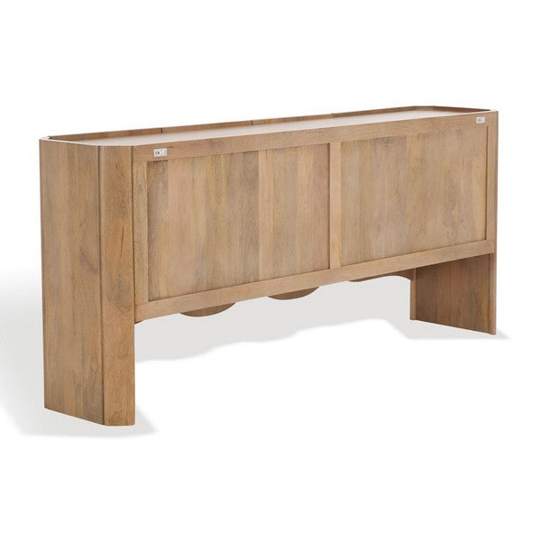 Curved Four Door Buffet Sideboard Cabinet Mango Wood Natural 71 inch