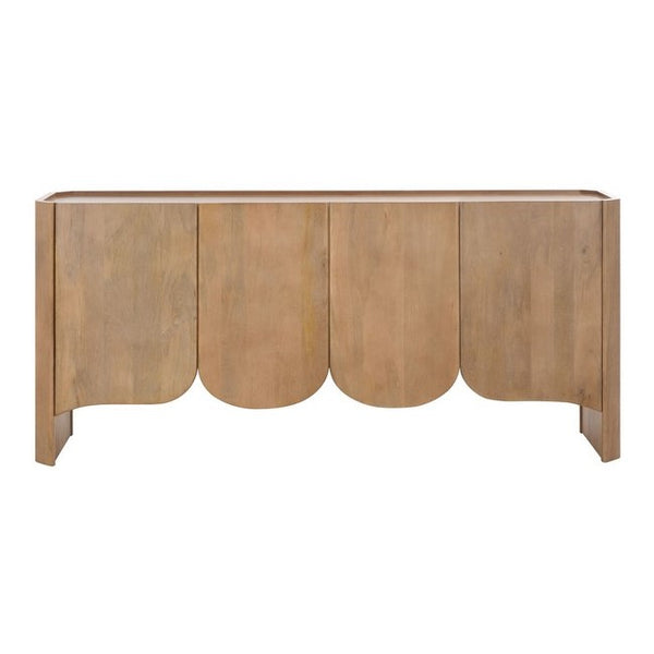 Curved Four Door Buffet Sideboard Cabinet Mango Wood Natural 71 inch