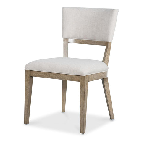 Curved Open Back Oatmeal Upholstered Armless Dining Chair (Set of 2)