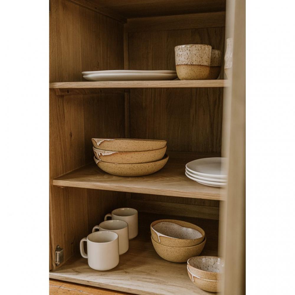 Curved Sideboard Buffet Oak Wood 66 inch