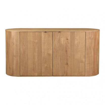 Curved Sideboard Buffet Oak Wood 66 inch