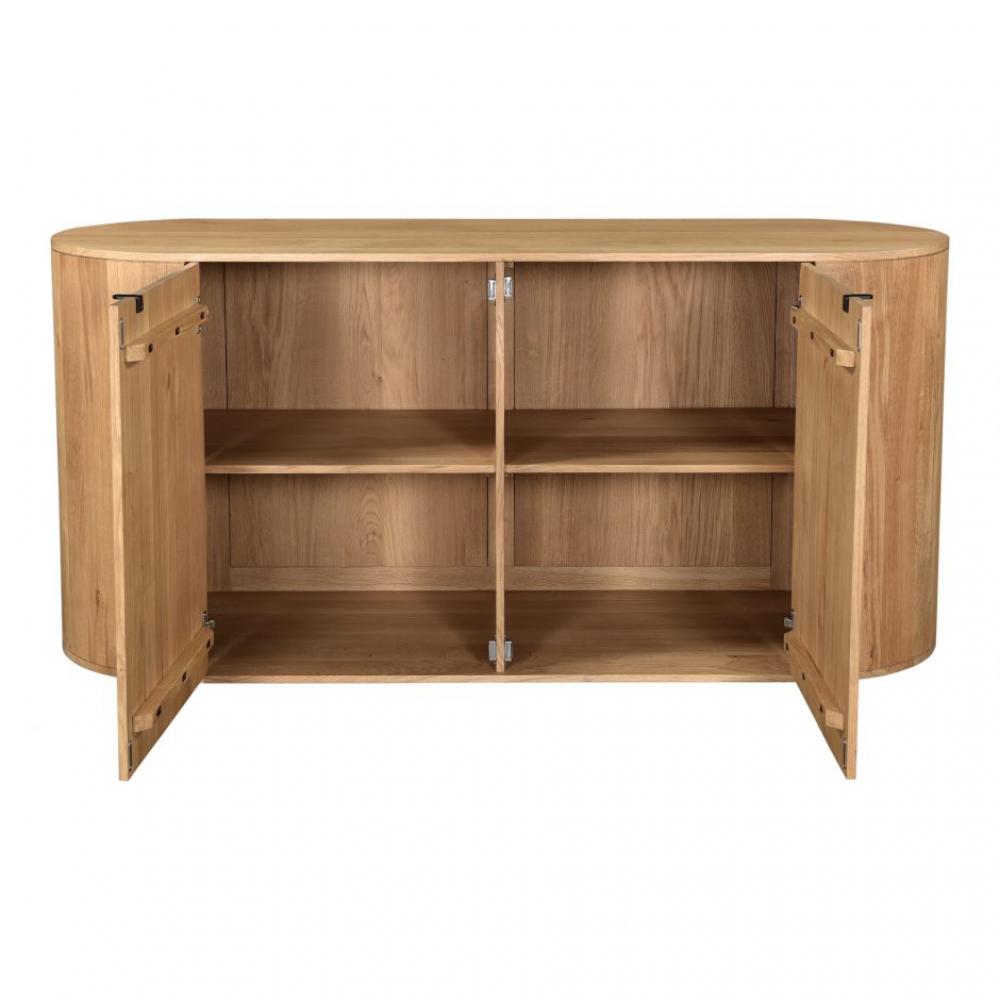 Curved Sideboard Buffet Oak Wood 66 inch