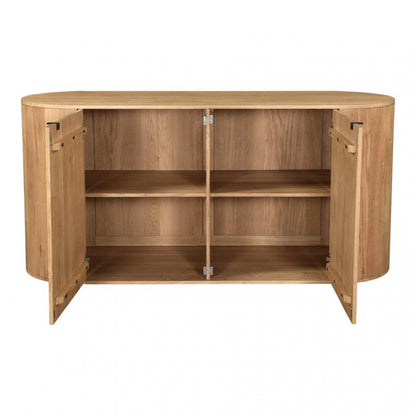 Curved Sideboard Buffet Oak Wood 66 inch