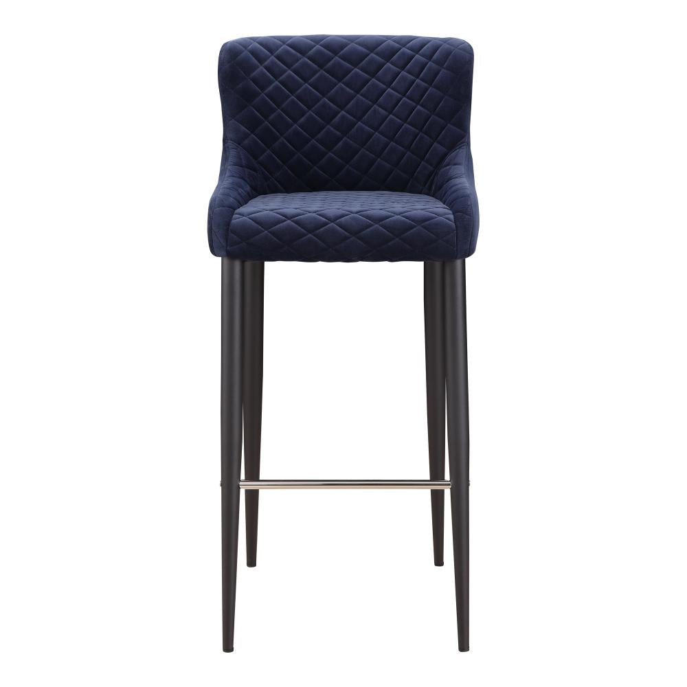 Navy Blue Velvet Diamond Tufted Bar Stool