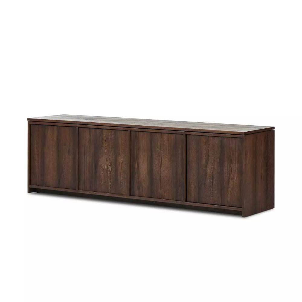 Dark Brown Grey Oak Wood Media Console Storage Cabinet 78 inch