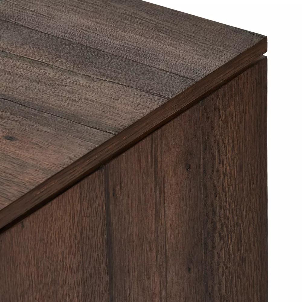 Dark Brown Grey Oak Wood Media Console Storage Cabinet 78 inch