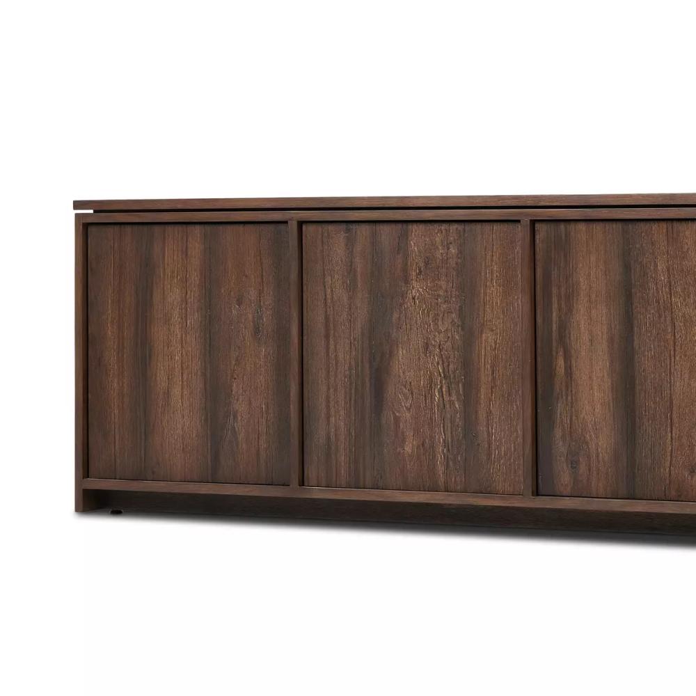 Dark Brown Grey Oak Wood Media Console Storage Cabinet 78 inch