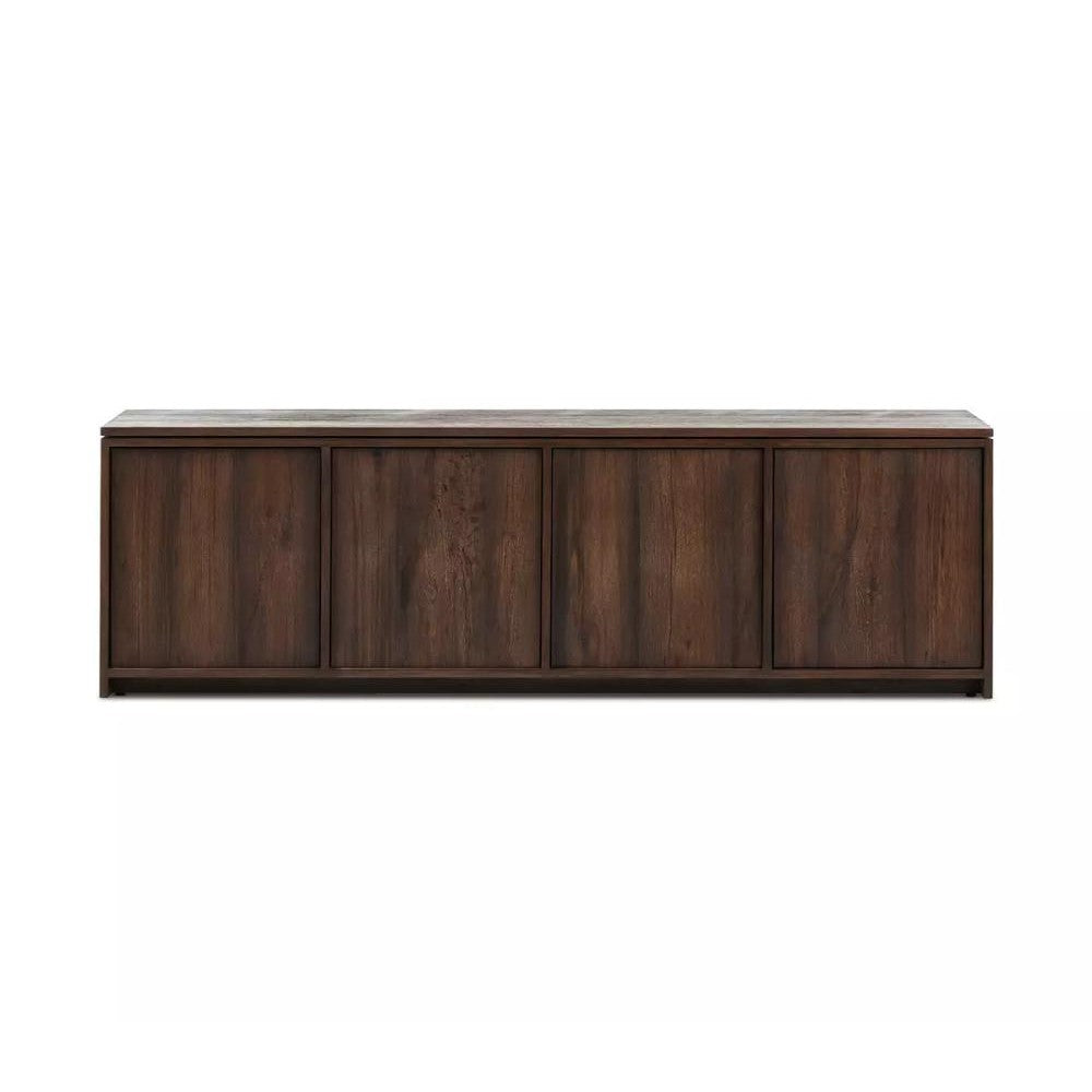 Dark Brown Grey Oak Wood Media Console Storage Cabinet 78 inch