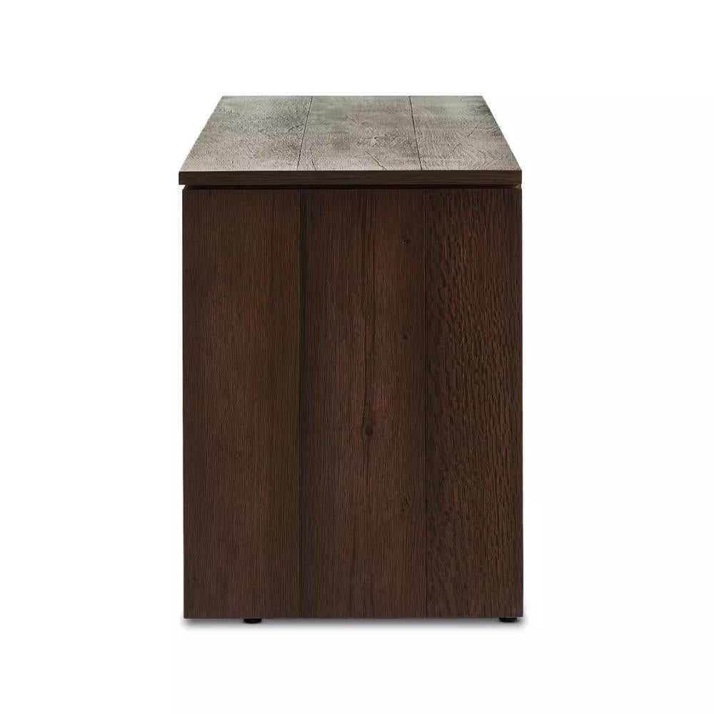 Dark Brown Grey Oak Wood Media Console Storage Cabinet 78 inch