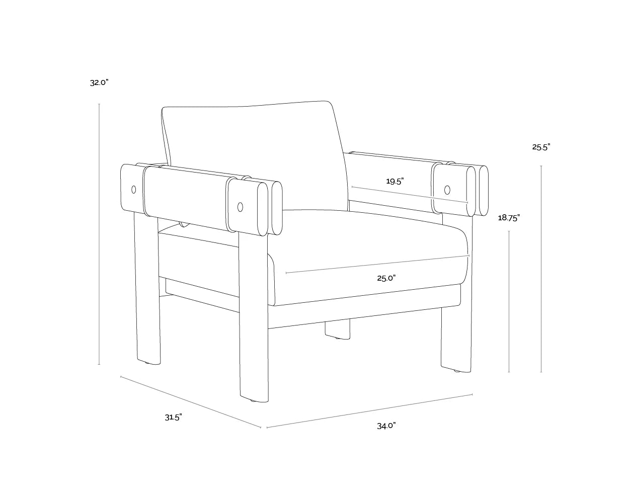 Dark Brown Nubuck Leather & Oak Wood Lounge Chair Armchair