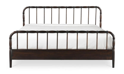 Dark Brown Solid Acacia Wood Open Frame Queen Spindle Bed