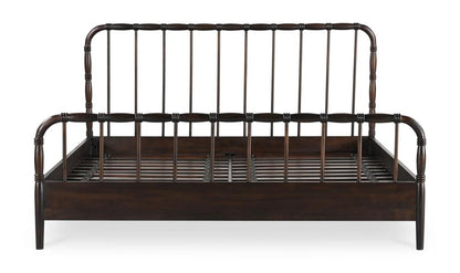 Dark Brown Solid Acacia Wood Open Frame Queen Spindle Bed