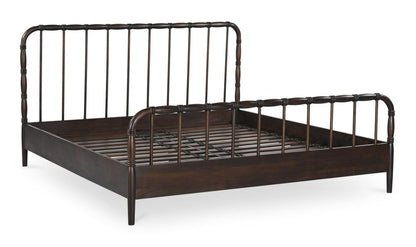 Dark Brown Solid Acacia Wood Open Frame Queen Spindle Bed