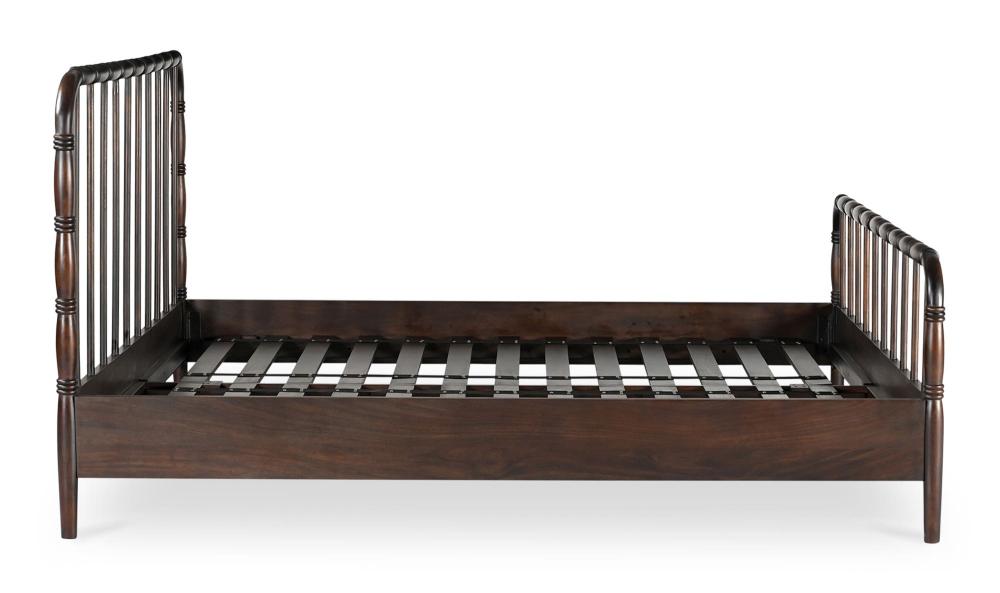 Dark Brown Solid Acacia Wood Open Frame Queen Spindle Bed