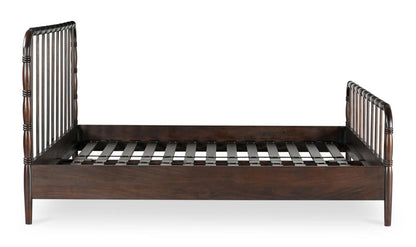 Dark Brown Solid Acacia Wood Open Frame Queen Spindle Bed