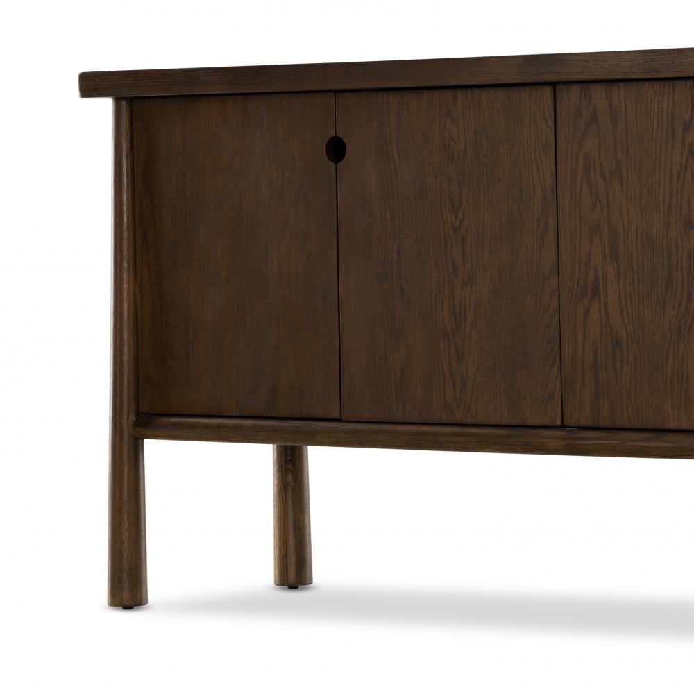 Dark Brown Solid Oak Wood Sideboard Media Cabinet 72 inch