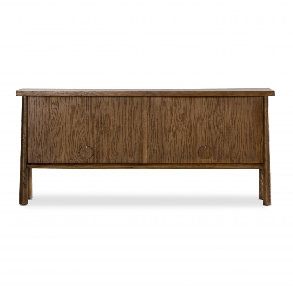 Dark Brown Solid Oak Wood Sideboard Media Cabinet 72 inch