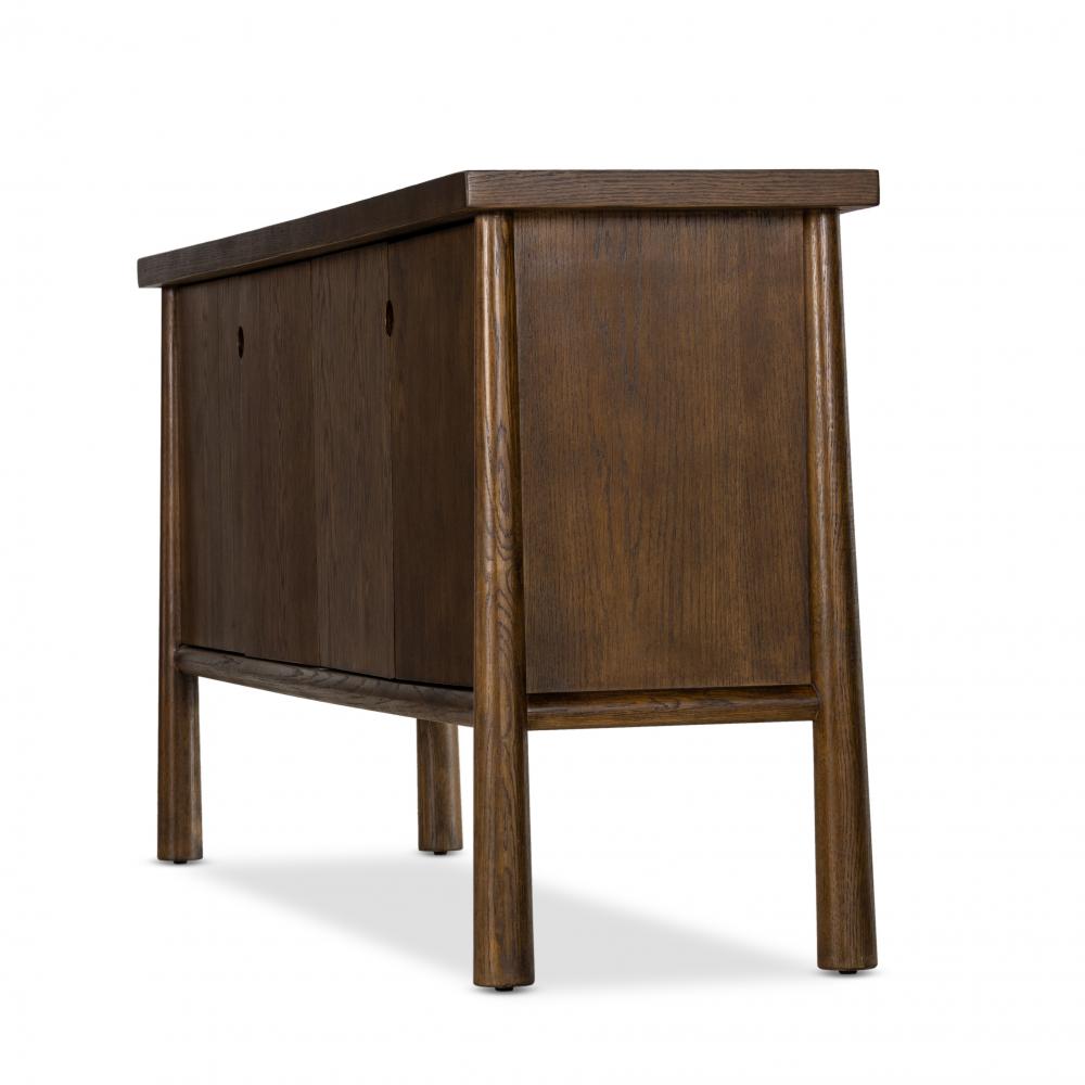 Dark Brown Solid Oak Wood Sideboard Media Cabinet 72 inch