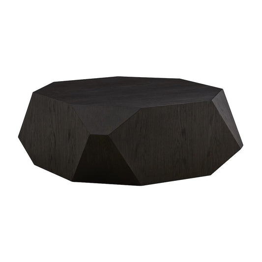Dark Charcoal Organically Shaped Angular Wood Coffee Table 40 inch