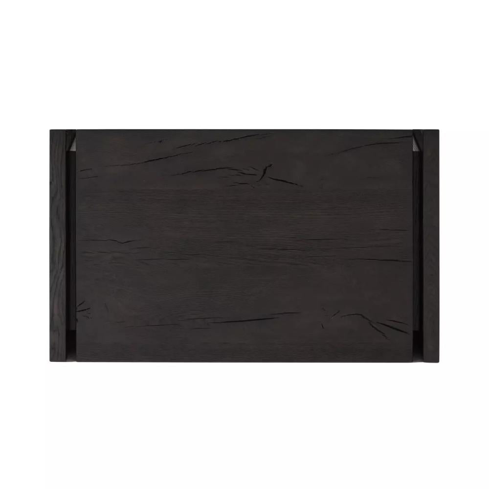 Dark Espresso Brown Reclaimed French Oak Wood 3 Drawer Nightstand 30 inch