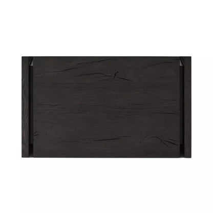 Dark Espresso Brown Reclaimed French Oak Wood 3 Drawer Nightstand 30 inch