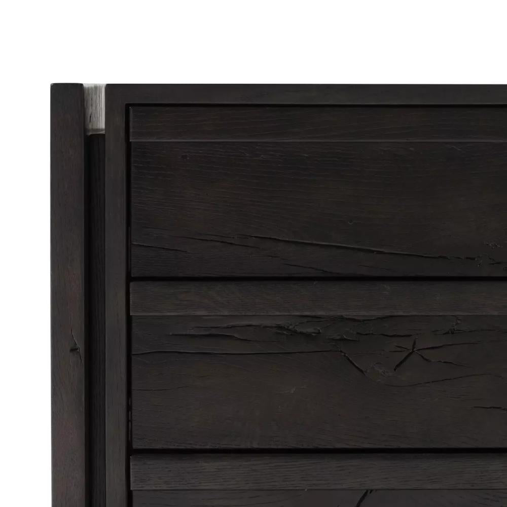 Dark Espresso Brown Reclaimed French Oak Wood 3 Drawer Nightstand 30 inch