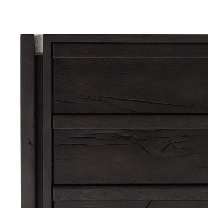 Dark Espresso Brown Reclaimed French Oak Wood 3 Drawer Nightstand 30 inch