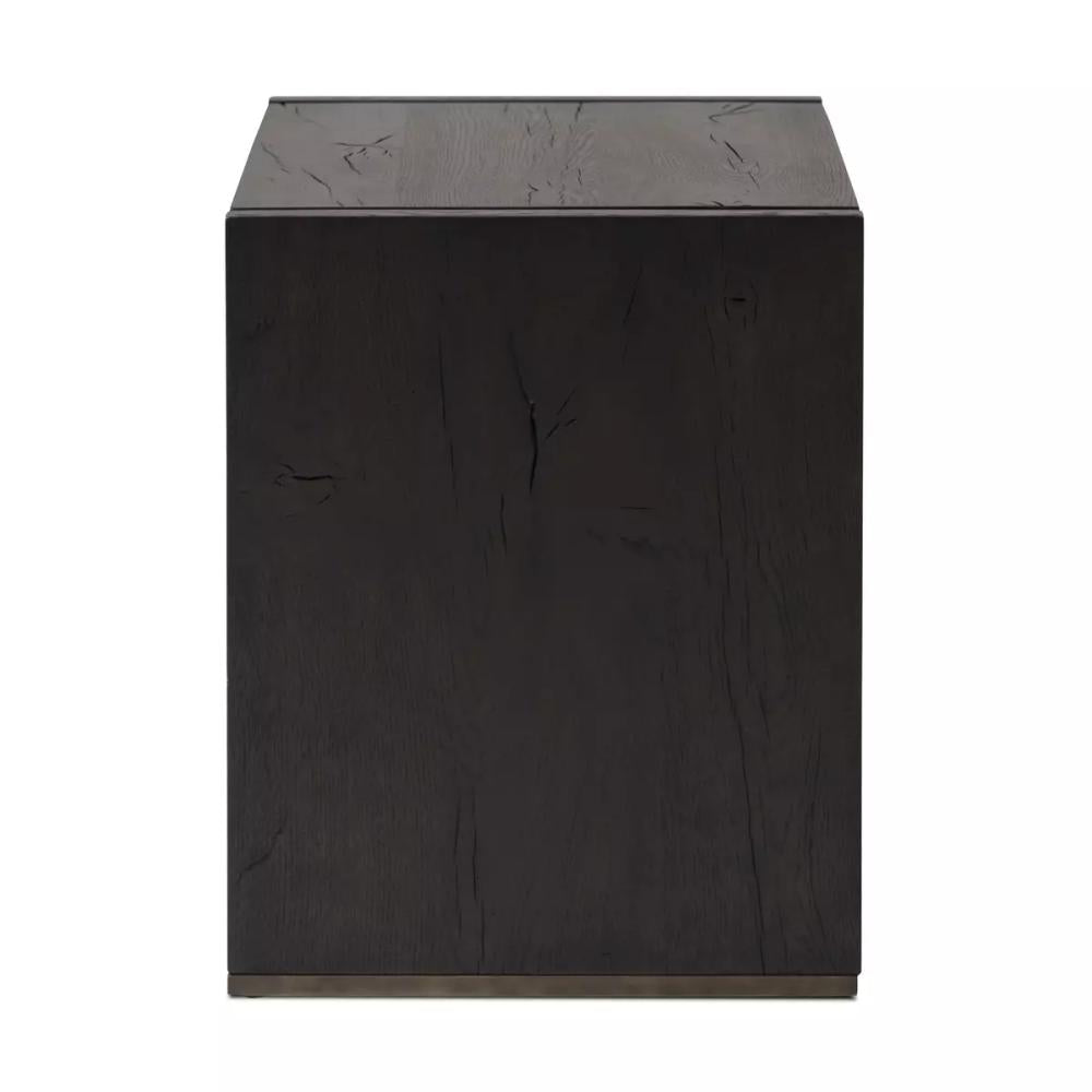 Dark Espresso Brown Reclaimed French Oak Wood 3 Drawer Nightstand 30 inch