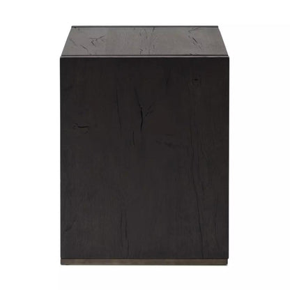 Dark Espresso Brown Reclaimed French Oak Wood 3 Drawer Nightstand 30 inch