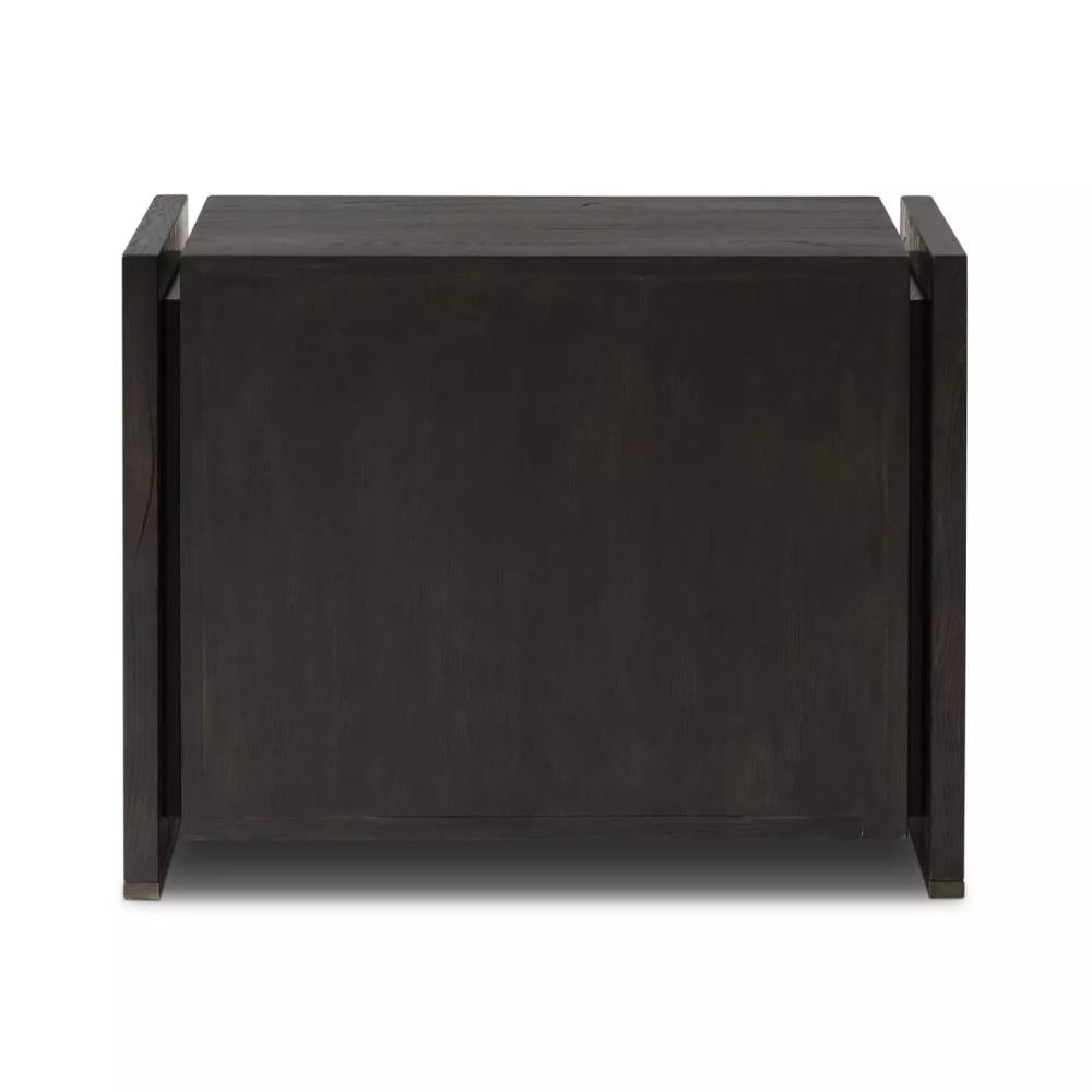 Dark Espresso Brown Reclaimed French Oak Wood 3 Drawer Nightstand 30 inch