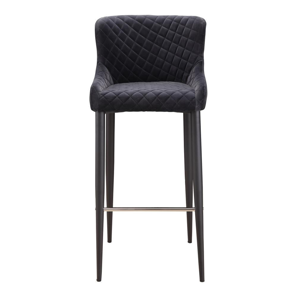 Dark Grey Velvet Diamond Tufted Bar Stool