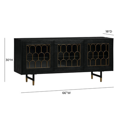 Deco Style Black Acacia Wood Buffet Sideboard 65 inch