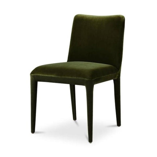 Deep Green Velvet Fully Upholstered Armless Dining Chair (Set of 2)