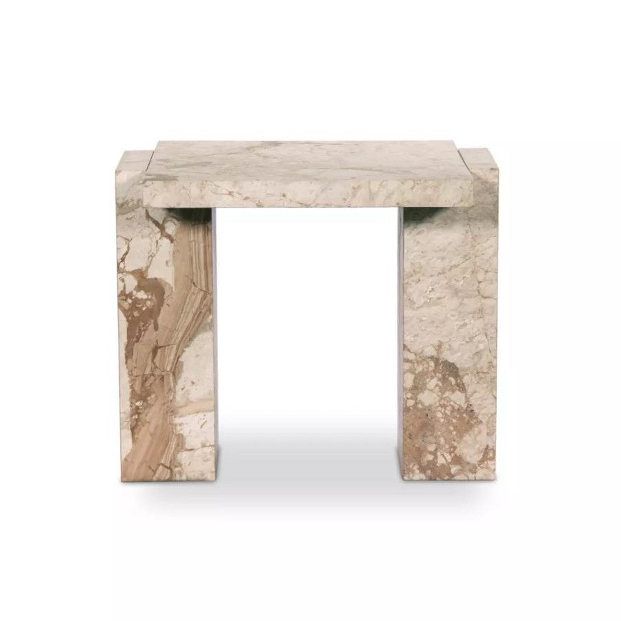 Desert Taupe Marble Rectangle Accent End Table 24 inch
