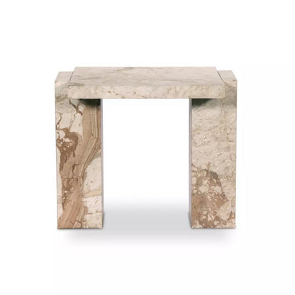 Desert Taupe Marble Rectangle Accent End Table 24 inch