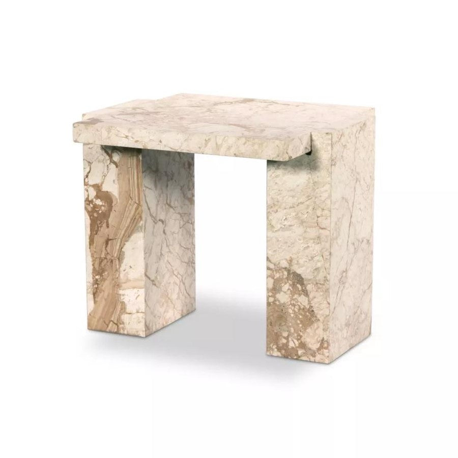 Desert Taupe Marble Rectangle Accent End Table 24 inch