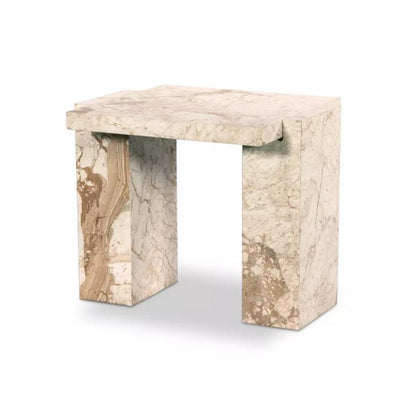 Desert Taupe Marble Rectangle Accent End Table 24 inch
