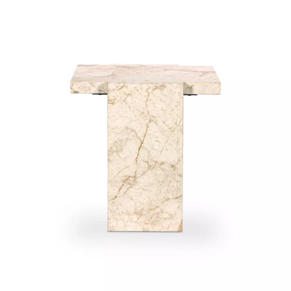 Desert Taupe Marble Rectangle Accent End Table 24 inch