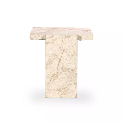 Desert Taupe Marble Rectangle Accent End Table 24 inch