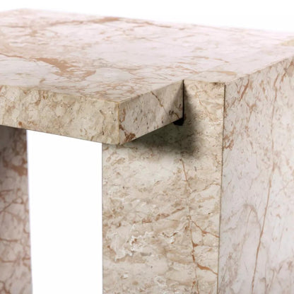 Desert Taupe Marble Rectangle Accent End Table 24 inch