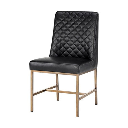 Diamond Quilted Black Faux Leather Armless Dining Chair (Set of 2)