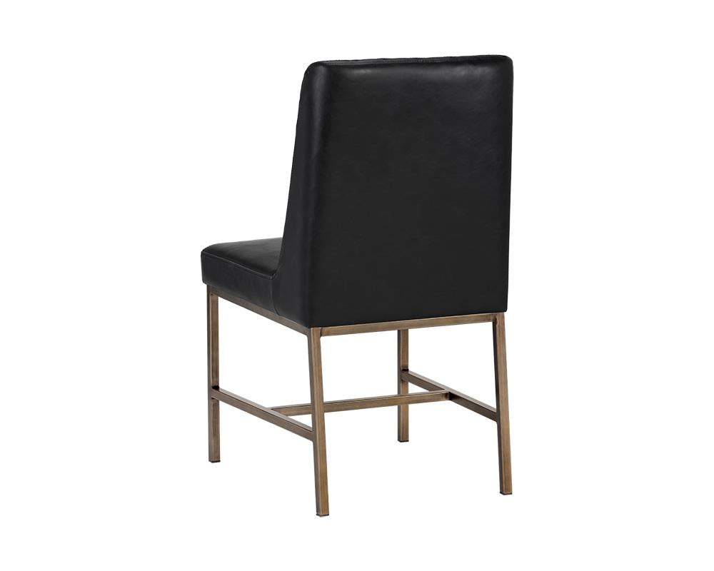 Diamond Quilted Black Faux Leather Armless Dining Chair (Set of 2)