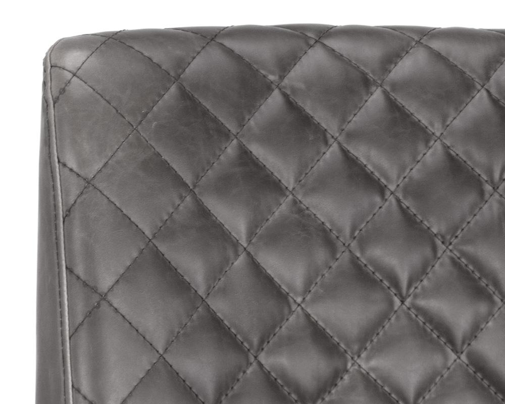 Diamond Quilted Grey Faux Leather Armless Dining Chair (Set of 2)