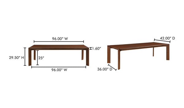 Dining Table Walnut Stained Ash Wood 96 inch