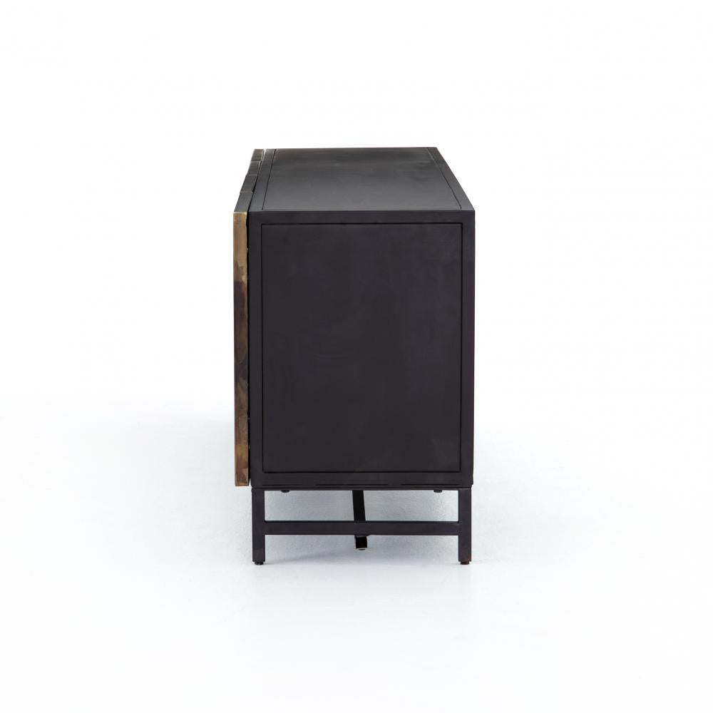 Distressed Ombre Metal Media Console Storage Cabinet Aged Brown 72 inch