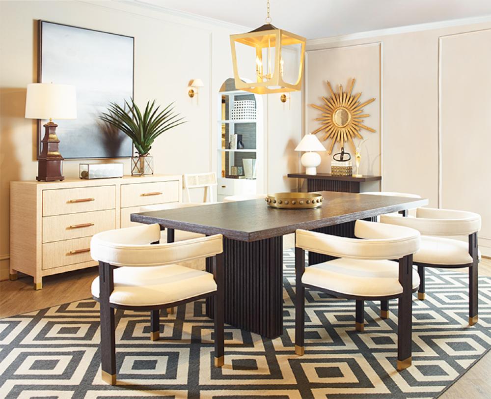 Double Pedestal Slatted Ribbed Base Rectangle Dining Table Dark Brown Espresso Oak Wood 86 inch