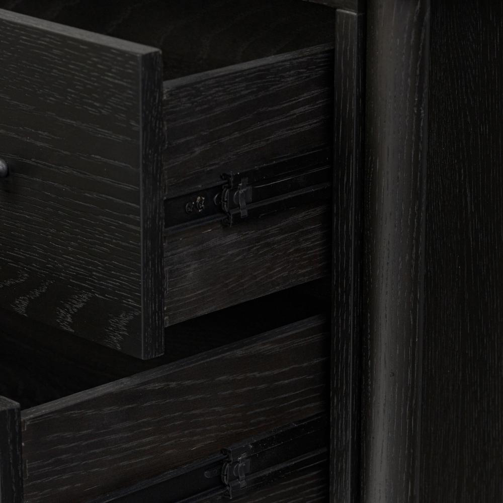 Ebony Black Oak Wood 2 Drawer Nightstand 30 inch